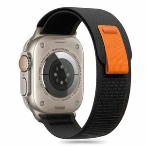 Tech-Protect Nylon Stripe szíj Apple Watch 44/45/46/49mm, black orange kép