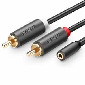 Ugreen AV102 audio kábel 3.5mm mini jack / 2RCA F/M 25cm, szürke (AV102 10561) kép