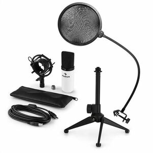 Auna MIC-900WH V2, USB mikrofon készlet, kondenzátoros mikrofon + pop szűrő + asztali állvány kép