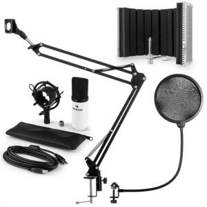 Auna auna MIC-900WH USB mikrofon szett V5 kondenzátoros mikrofon, pop filter, mikrofonernyő, mikrofon kar, fehér kép