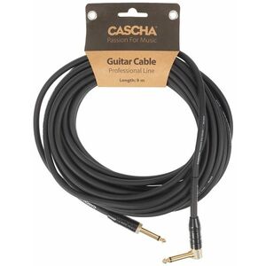 Cascha Professional Line Guitar Cable, Angled, Black, 9 m kép