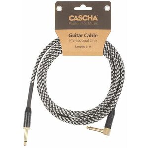 Cascha Professional Line Guitar Cable, Angled, Tweed Black, 3 m kép