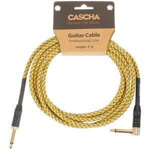 Cascha Professional Line Guitar Cable, Angled, Tweed Natural, 3 m kép