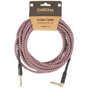 Cascha Professional Line Guitar Cable, Angled, Tweed Red, 6 m kép