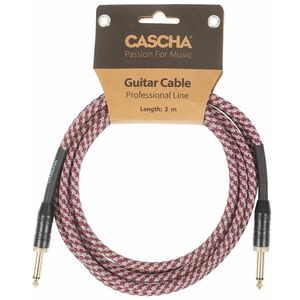 Cascha Professional Line Guitar Cable, Straight, Tweed Red, 3 m kép