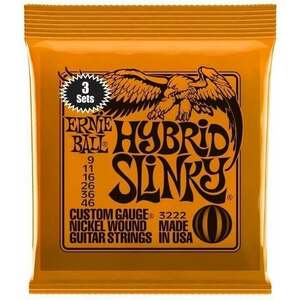 Ernie Ball 3222 Hybrid Slinky 3-Pack Elektromos gitárhúrok kép