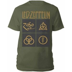 Led Zeppelin Ing Gold Symbols in Black Square Unisex Green S kép