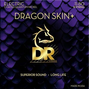 DR Strings Dragon Skin+ Coated 8 string Heavy 11-80 Elektromos gitárhúrok kép