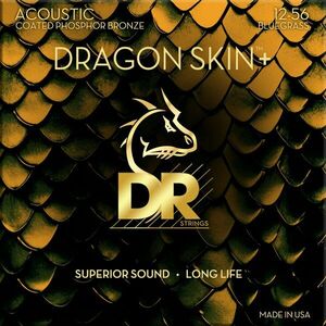 DR Strings Dragon Skin+ Coated Phosphor Bronze Bluegrass 12-56 Akusztikus gitárhúrok kép