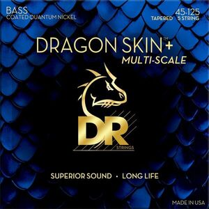 DR Strings Dragon Skin+ Coated Nickel 5-String Medium 45-125 Tapered Multi-Scale Basszusgitár húr kép