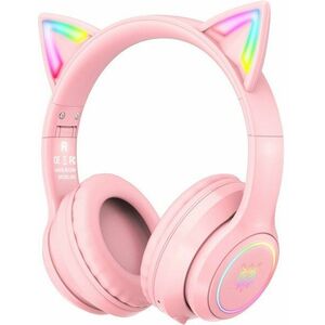 Onikuma B90 RGB Cat Ear Bluetooth Wireless Gaming Headset Rózsaszín PC headset kép