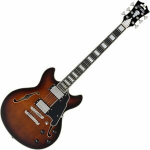 D'Angelico Premier Mini DC Brown Burst Félakusztikus - jazz-gitár kép