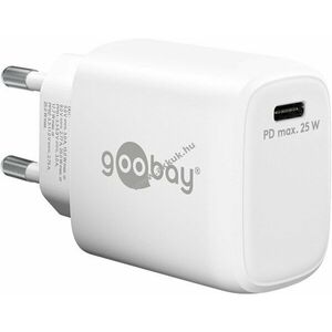 Hálózati USB-C gyorstöltő, 25W, fehér, Power Delivery, PD - A készlet erejéig! kép