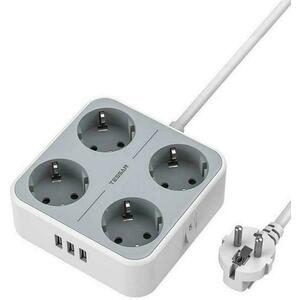 4 Plug + 3 USB 1, 5 m Switch (TS-302-GR) kép