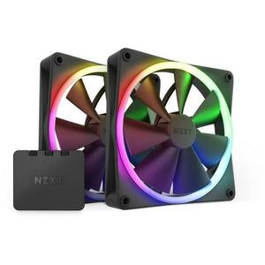 F140 RGB black 2-pack (NZXT-FAN-RF-R14DF-B1) kép