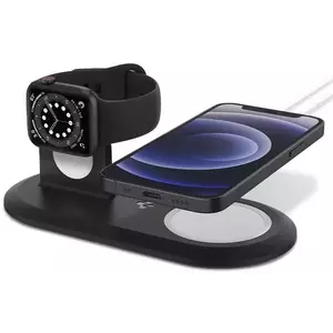 SPIGEN MAGFIT DUO APPLE MAGSAFE & APPLE WATCH CHARGER STAND BLACK (AMP02796) kép