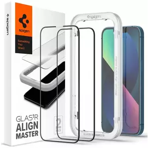 TEMPERED KIJELZŐVÉDŐ FÓLIA Spigen tR Align Master, black 2P-iPhone 13 Pro Max (AGL03377) kép