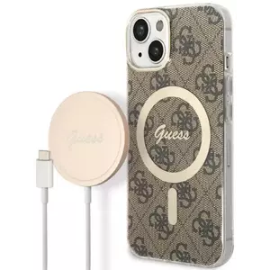 Tok Guess Case + Charger Set iPhone 14 6, 1" brown hard case 4G Print MagSafe (GUBPP14SH4EACSW) kép