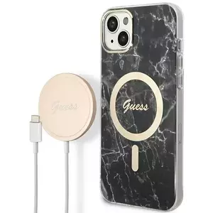 Tok Guess Case + Charger Set iPhone 14 6, 1" black hard case Marble MagSafe (GUBPP14SHMEACSK) kép