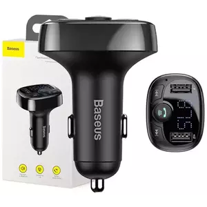 Baseus FM Transmitter T typed Bluetooth 2xUSB microSD, Black (6932172626976) kép