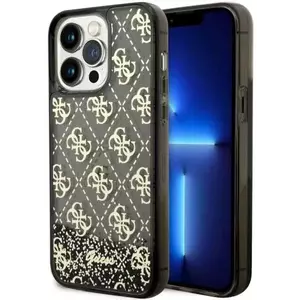 Tok Guess iPhone 14 Pro Max 6.7" black hardcase Liquid Glitter 4G Transculent (GUHCP14XLC4PSGK) kép