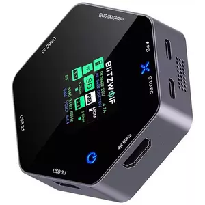 Blitzwolf 8in1 docking station BW-TH16 USB 100W LCD Smart Display kép