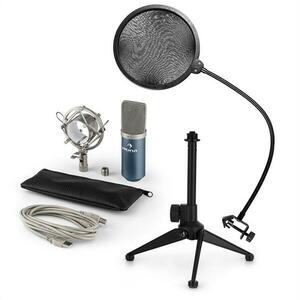 Auna auna MIC-900BL V2, USB mikrofon készlet, kondenzátoros mikrofon + pop szűrő + asztali állvány kép