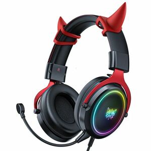 Onikuma X10 fekete-piros RGB Gamer headset - ördögszarvas kép