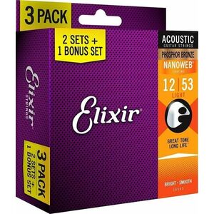 Elixir Nanoweb Light Acoustic Guitar Akusztikus gitárhúrok kép