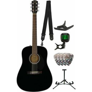 Fender CD-60S Dreadnought WN Deluxe SET Black Akusztikus gitár kép