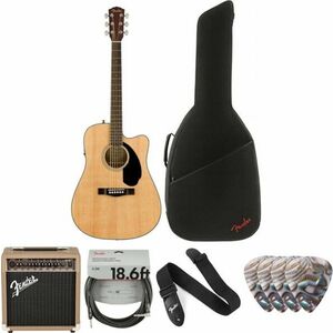 Fender CD-60SCE Dreadnought WN Deluxe SET Natural Elektroakusztikus gitár kép