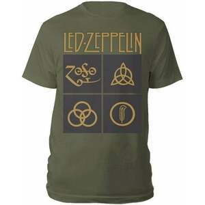 Led Zeppelin Ing Gold Symbols in Black Square Unisex Green L kép