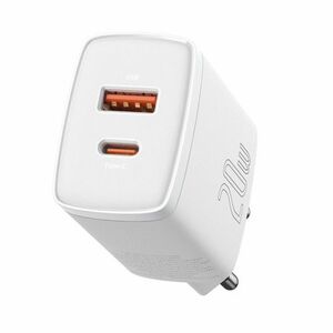 Baseus Compact Quick hálózati töltő adapter USB-C / USB 20W 3A PD QC, fehér (CCXJ-B02) kép