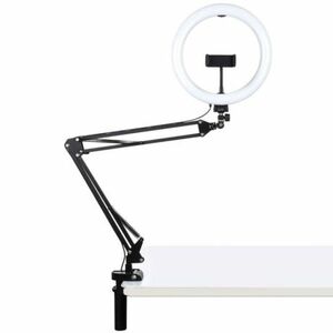 PULUZ Selfie Ring körfény LED lámpa 10'' + asztali tartó, fekete (PKT3090B) kép