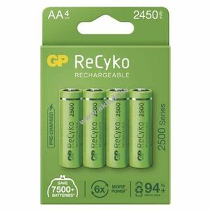 GP ReCyko HR6 (AA) 2450mAh ceruza akku 4db/csomag kép