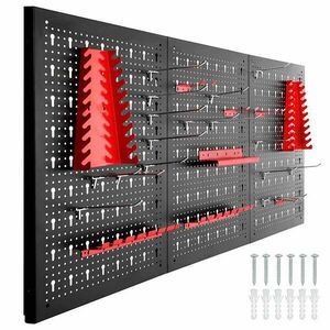Fém, fali szerszámtartó panel kampókkal és tárolókkal kép