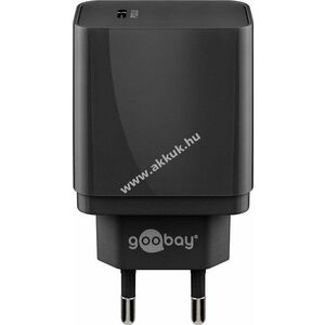 Hálózati USB-C gyorstöltő, 25W, fekete, PD power delivery - Kiárusítás! - A készlet erejéig! kép