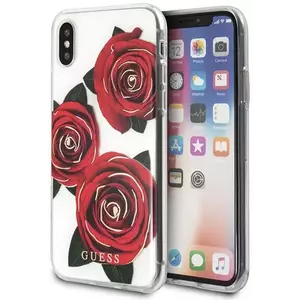 Tok Guess iPhone X transparent hard case Flower Desire red rose (GUHCPXROSTR) kép