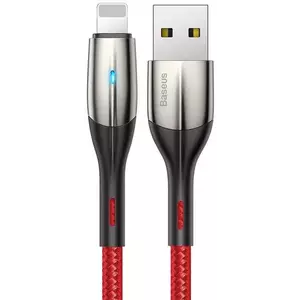 Kábel Baseus Horizontal Lightning Cable with LED lamp 1m 2.4A (Red) kép