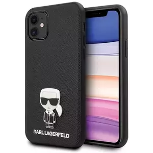 Tok Karl Lagerfeld KLHCP12SIKMSBK iPhone 12 mini 5, 4" black hardcase Saffiano Ikonik Metal (KLHCP12SIKMSBK) kép