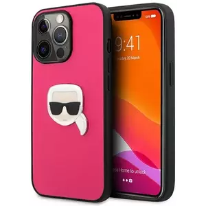 Tok Karl Lagerfeld KLHCP13LPKMP iPhone 13 Pro 6, 1" pink hardcase Leather Ikonik Karl`s Head Metal (KLHCP13LPKMP) kép