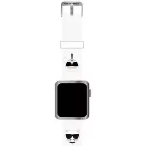 Óraszíj Karl Lagerfeld strap KLAWMSLCKW Apple Watch 38/40/41mm white strap Silicone Karl & Choupette Heads (KLAWMSLCKW) kép