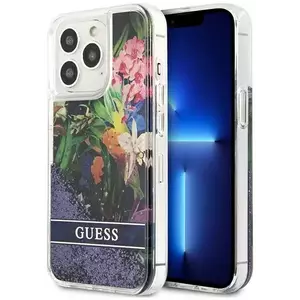 Tok Guess GUHCP13XLFLSB iPhone 13 Pro Max 6, 7" niebieski/blue hardcase Flower Liquid Glitter (GUHCP13XLFLSB) kép