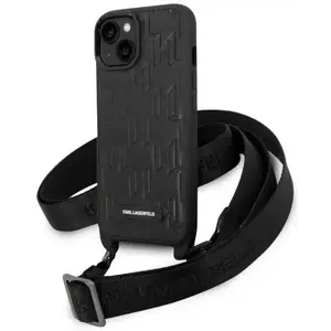 Tok Karl Lagerfeld iPhone 14 6, 1" hardcase black Monogram Plaque Logo Strap (KLHCP14SSTMMK) kép