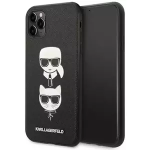 Tok Karl Lagerfeld iPhone 11 Pro 5, 8" black hardcase Saffiano Karl&Choupette Head (KLHCN58SAKICKCBK) kép