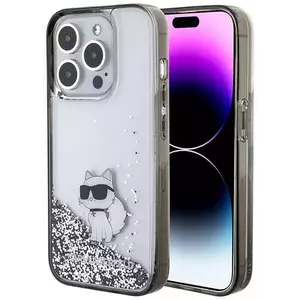 Tok Karl Lagerfeld KLHCP15LLKCNSK iPhone 15 Pro 6.1" transparent hardcase Liquid Glitter Choupette (KLHCP15LLKCNSK) kép