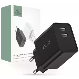 Töltő TECH-PROTECT C35W 2-PORT NETWORK CHARGER PD35W BLACK (9490713936085) kép