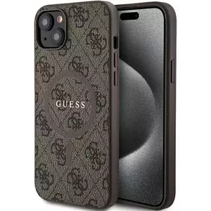 Tok Guess GUHMP15SG4GFRW iPhone 15 6.1" brown hardcase 4G Collection Leather Metal Logo MagSafe (GUHMP15SG4GFRW) kép