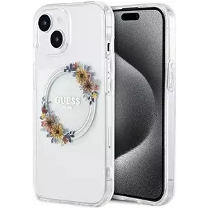 Tok Guess GUHMP15SHFWFCT iPhone 15 6.1" transparent hardcase IML Flowers Wreatch MagSafe (GUHMP15SHFWFCT) kép