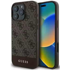 Tok Guess GUHCP16LG4GLBR iPhone 16 Pro brown HC PC/TPU 4G PU Bottom Stripe (GUHCP16LG4GLBR) kép